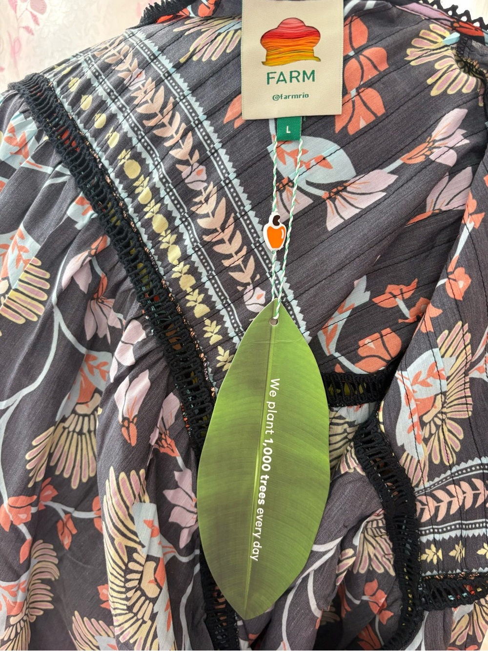 Farm Rio Black Flowery Ruffle Blouse - Picture 5 of 7